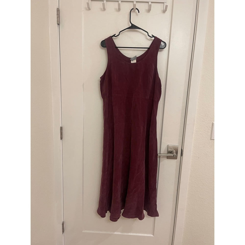 Vintage 90s Rabbit Burgundy Maxi Dress‎ Chic Cottagecore Scoop Neck